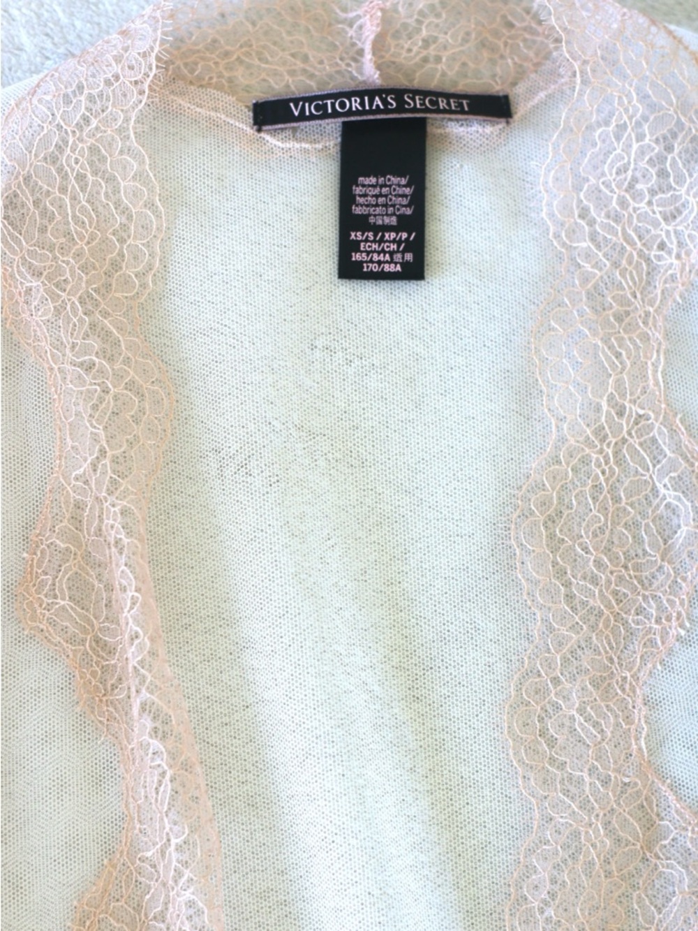 ❗️ LAST CALL VICTORIAS SECRET Sheer Lace-Trim Robe in Blush Pink (NWOT) - Picture 8 of 10